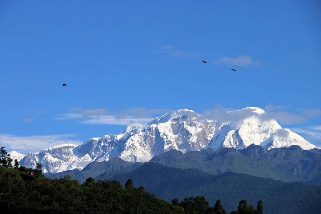 Snow-topped peaks of the Annapurna range in Nepal. Taken by Amy Condra